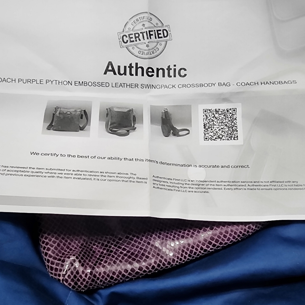 Coach Purple Python Embossed Leather Crossbody Ba… - image 6